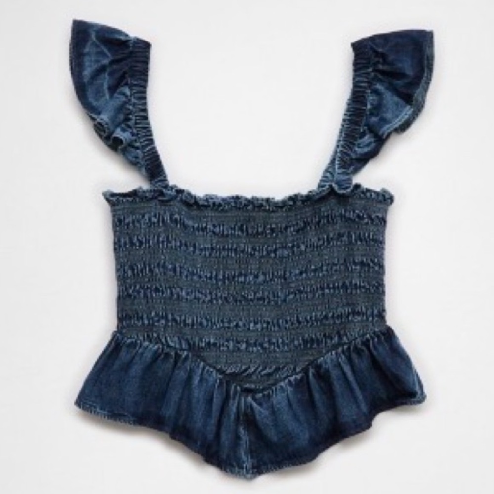 NWT AE Bella Smocked Crop Top Size S